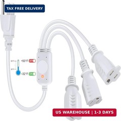 3 Plug 120V Heat Cable Controller, Outdoor Thermostat Controlled Extensi