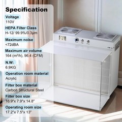 HEPA H12 Laminar Flow Hood 17″x13″ （ HEPA 12 Filter Included）,FFU,
