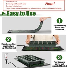 2 Pack Graphene Plant Heating Mat Fit For 1020 Seedling Trays 20W Waterproof