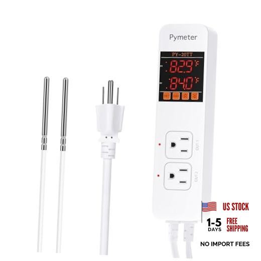 Digital Temperature Controller Dual Probe Reptile Thermostat PY-20TT-10A