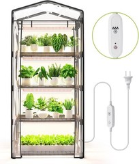 Mini Indoor Greenhouse with Grow Light – 4 Tier Outdoor Portable Black