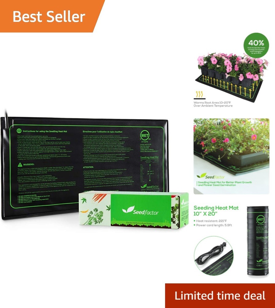 MET Certified Seedling Heat Mat 10×20 – Waterproof Hydroponic Heating Pad