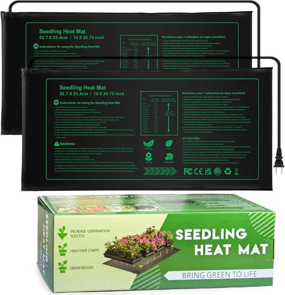 2 Pack Seedling Heat Mat, Durable Waterproof Seed Germination Heating Mat, Warm