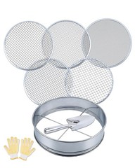 5-in-1 Soil Sifter Set with 5 Replaceable Stainless Steel Mesh Screen & Shove…