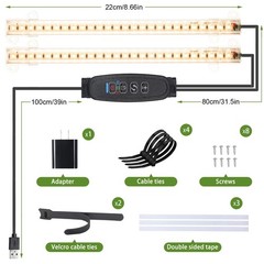 8.6» LED Grow Light Strips, Full Spectrum 3500K Lights 2 Head 1 Pack