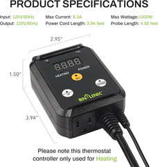 BN-LINK Reptile Thermostat Temperature Controller, Digital Heat Mat Thermostat