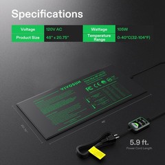 VIVOSUN 48″x20.75″ Seedling Heat Mat with Built-in Temperature Controller
