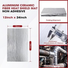 High-Temp 190 Mil Aluminum Foil Heat Shield Mat, 2300℉ Insulation Sheet, 12″x24