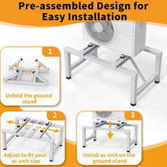 Pre-Assembled Mini Split Ground Stand for 9000-36000Btu,Adjustable Condenser Sta