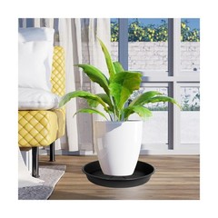 6 Pack of Plant Saucer 4in,Heavy Duty Plastic Pot Plant Drip Trays Saucers Black