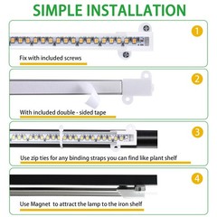 LED Grow Light Strips, 13 Inches Lights 2 Head 1 Pack 3500K, White Cabel