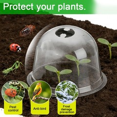 6 Pack Plant Humidity Dome Cloche Garden Vegetable Nursery Cover For Seedling