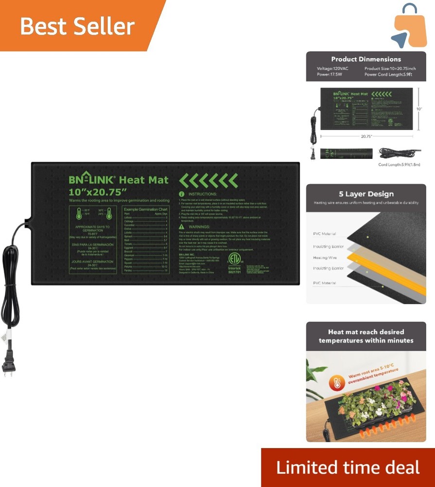 Flexible Hydroponic Heat Mat (10″ x 20.75″) – Perfect for Indoor Germination