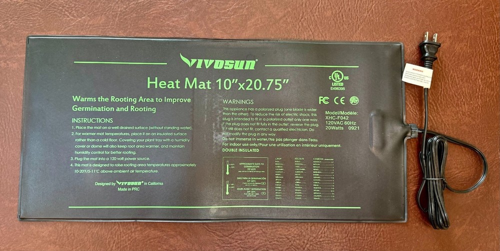 VivoSun Seedling Heat Mat Pad Plant Hydroponics 20W, 10″ x 20.75″