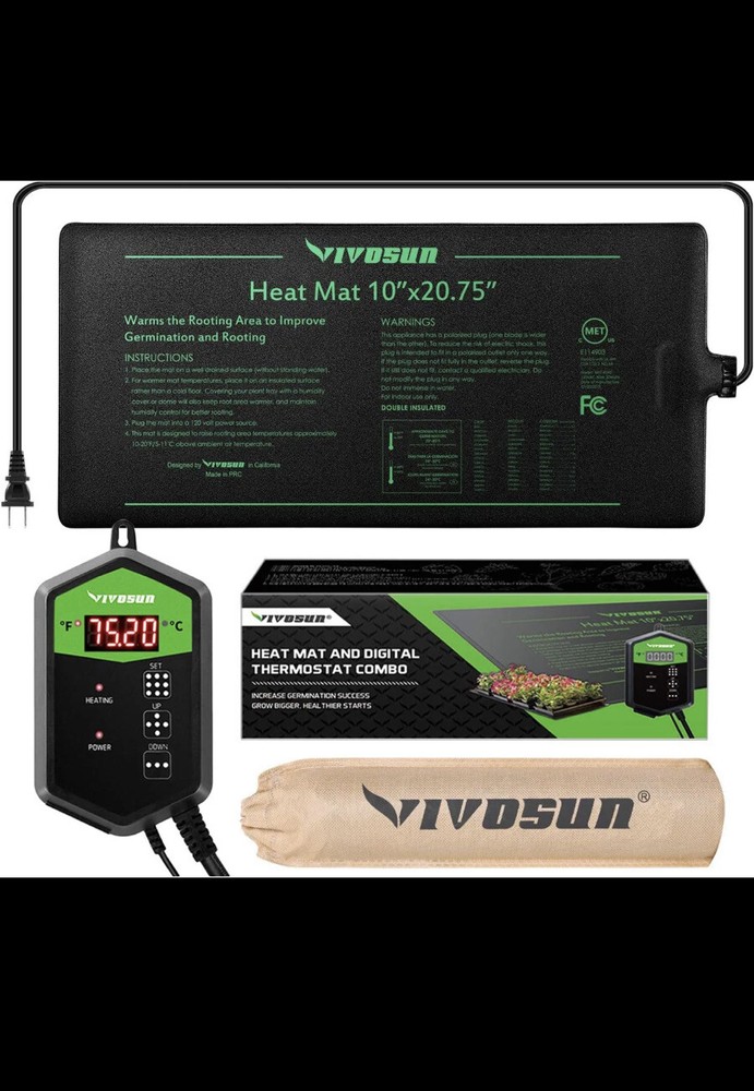 VIVOSUN Seedling Heat Mat And Digital Thermostat Combo New Open Box
