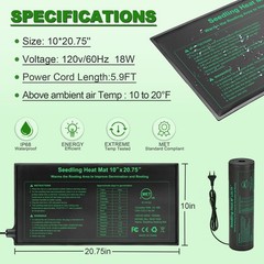 Seedling Heat Mat 10×20.75 in Waterproof for Germination and Hydroponics