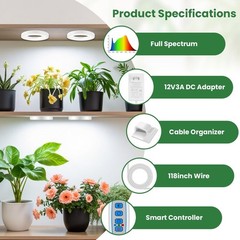 Plant Light, 6 Heads 12V3A Full Spectrum LED Grow Lights for Indoor Plants, 3…