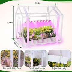 Meonum Mini Greenhouse with Grow Light for Indoor, 23.6 x15.7 x19.6 Tabletop…